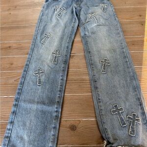 Austin Landing Studded Cross Straight Leg Jeans Size 0